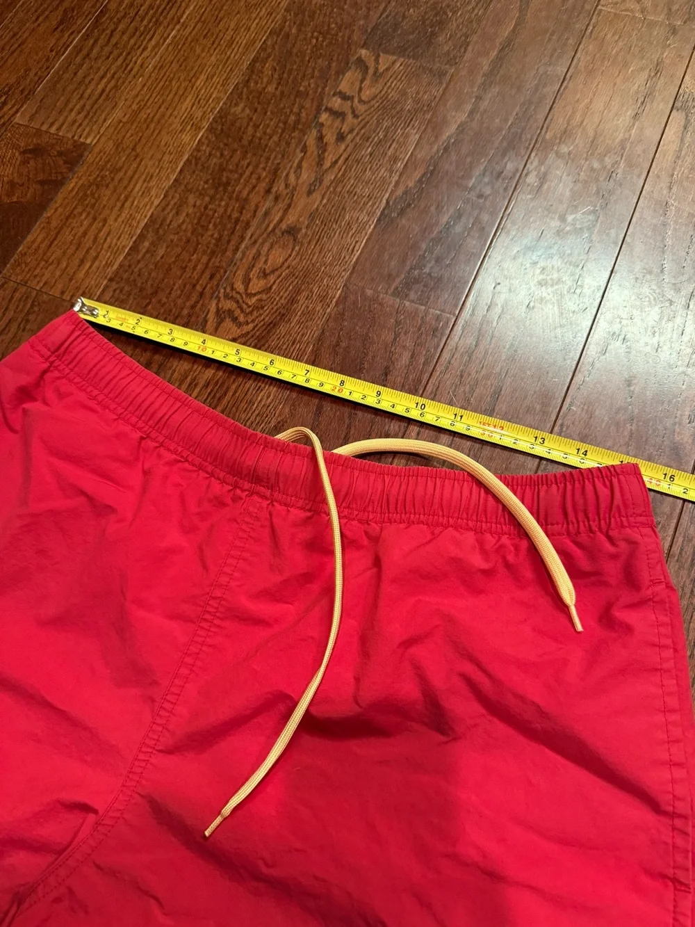 Vintage polo sport Men's Red Swim Trunks with Yellow Drawstring medium